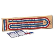 Bicycle Wooden Cribbage Board with 3-Track Colors and Wooden Pegs
