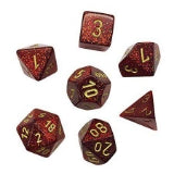 Chessex Polyhedral 7-Die Glitter Dice Set Ruby/Gold