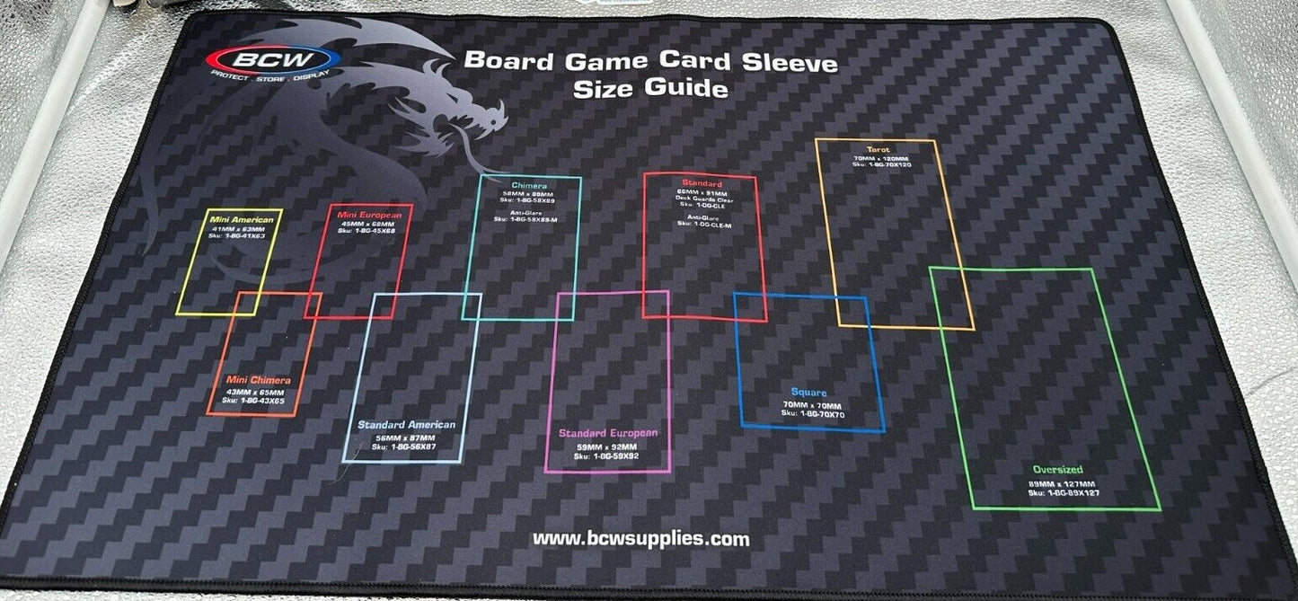 BCW 61x35cm Board Game Card Sleeve Size Guide Playmat