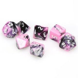 Chessex Geminit Polyhedral 7-Die Set, Black/Pink/White