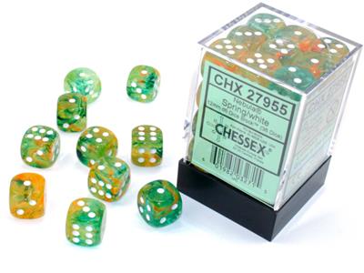 Chessex 12mm d6 Nebula Luminary Spring/White Dice Block (36 Dice)