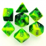 Chessex Gemini Polyhedral Green-Yellow with Silver 7-Die Set W 7, One Size