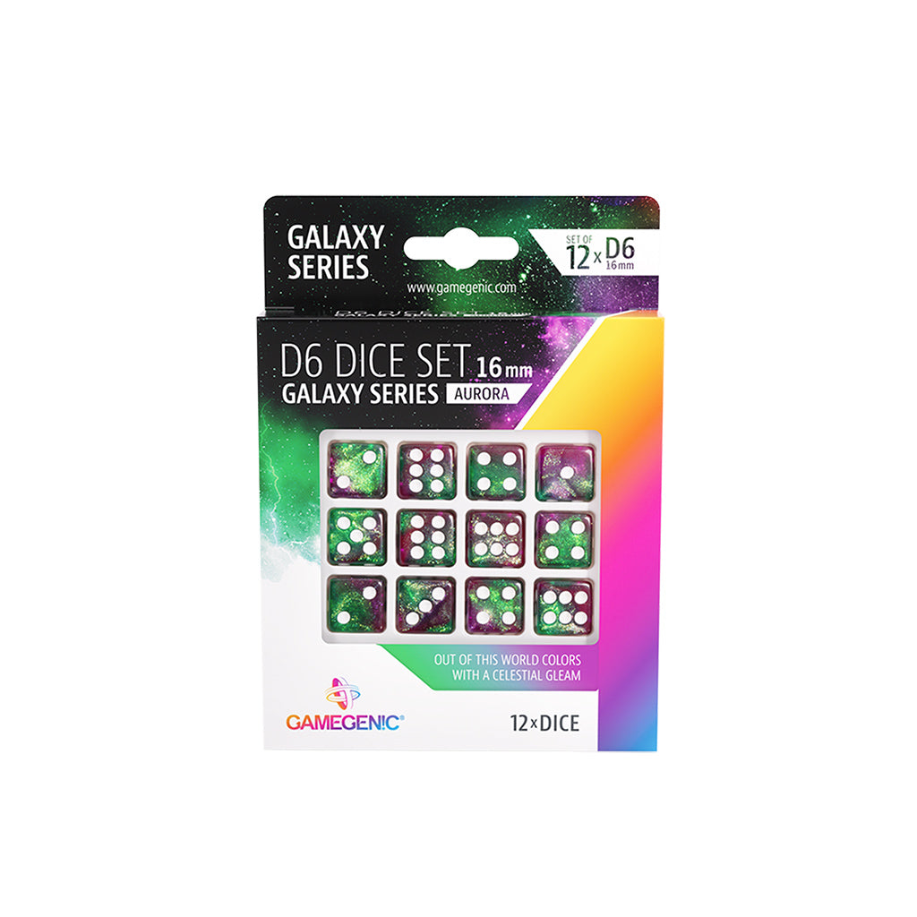 Gamegenic Galaxy Series - Aurora - 16mm D6 Dice Set (12pcs)