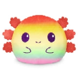Teeturtle Plushiverse - 4 Inch Reversible Plushie - Cute Kawaii Gray and Rainbow Axolotl