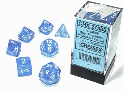 Chessex Polyhedral 7-Die Set Borealis Luminary Blue/White