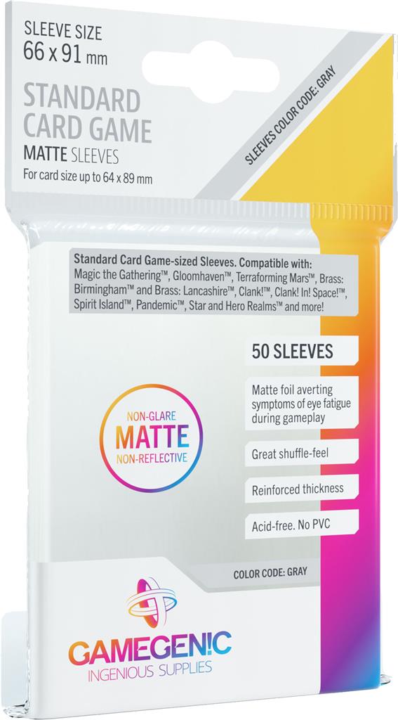 Gamegenic Matte Standard Card Game Sleeves (66 x 91mm) Color Code: Gray