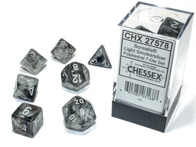 Chessex Polyhedral 7-Die Set Borealis Luminary Light Smoke/Silver
