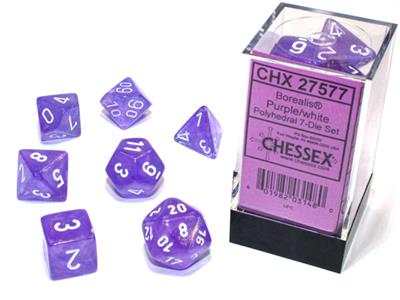 Chessex Polyhedral 7-Die Set Borealis Luminary Purple/White